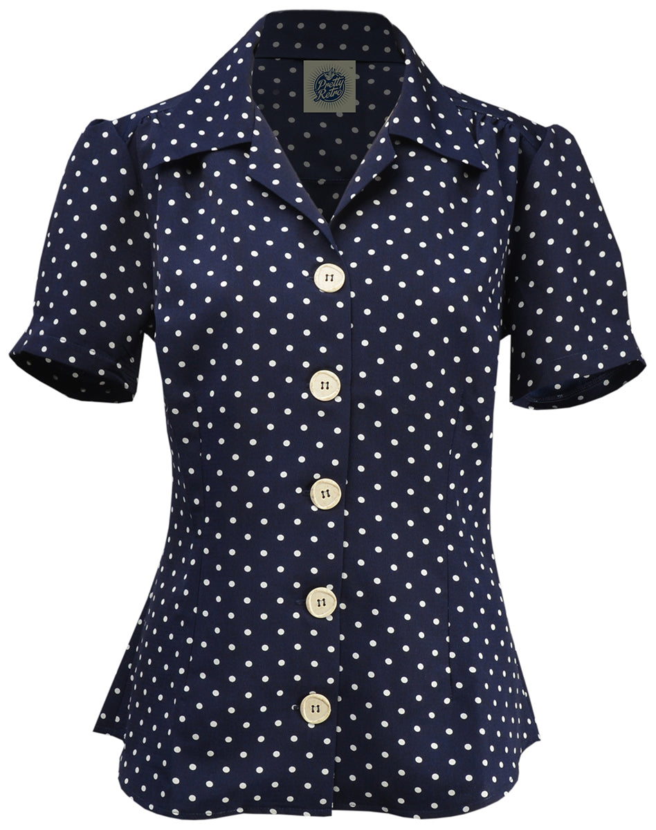 Pretty_Retro_POLKA_DOT_40s_BLOUSE_Kurzarm_Oberteil_PUNKTE_BLUSE_Blau-1rAFO1V5xnK6iv
