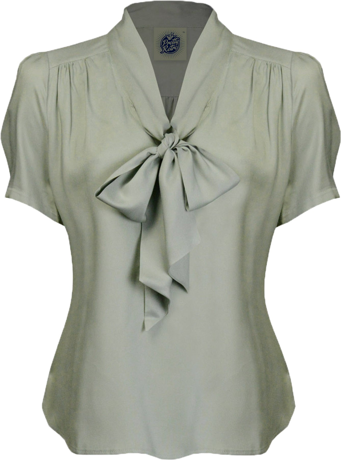 Pretty_Retro_PUSSY_BOW_Vintage_40s_BLOUSE_Kurzarm_SCHLUPPENBLUSE_Mintgrau-1iPOROY4nK6l1X