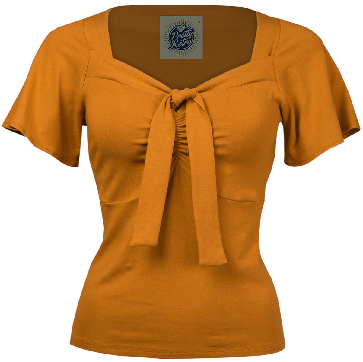 Pretty_Retro_TIE_TOP_Vintage_NOSTALGIC_Kurzarm_SHIRT_Oberteil_Senfgelb-1