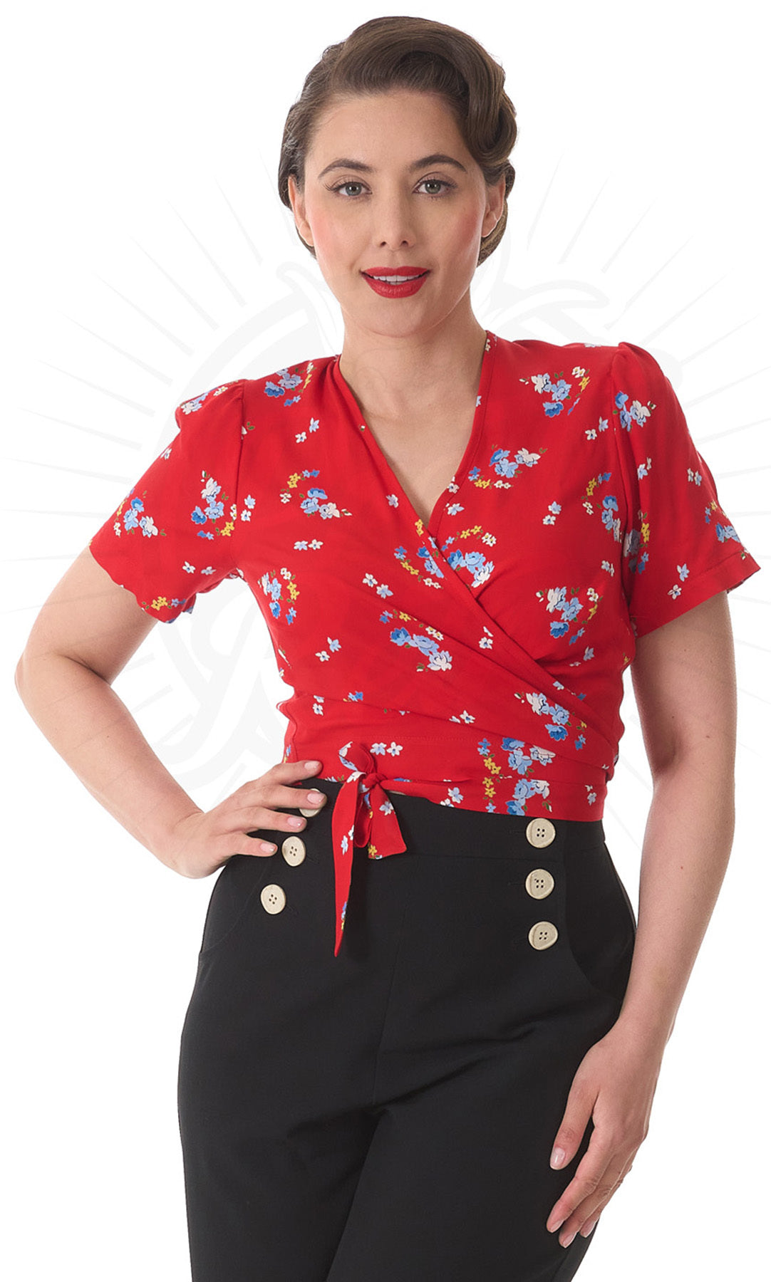 Pretty_Retro_VINTAGE_FLORAL_Blumen_Kurzarm_V-NECK_40s_WRAP_TOP_Wickelbluse_-_Rot_killer_kirsche_2E02GTylFJqlAB
