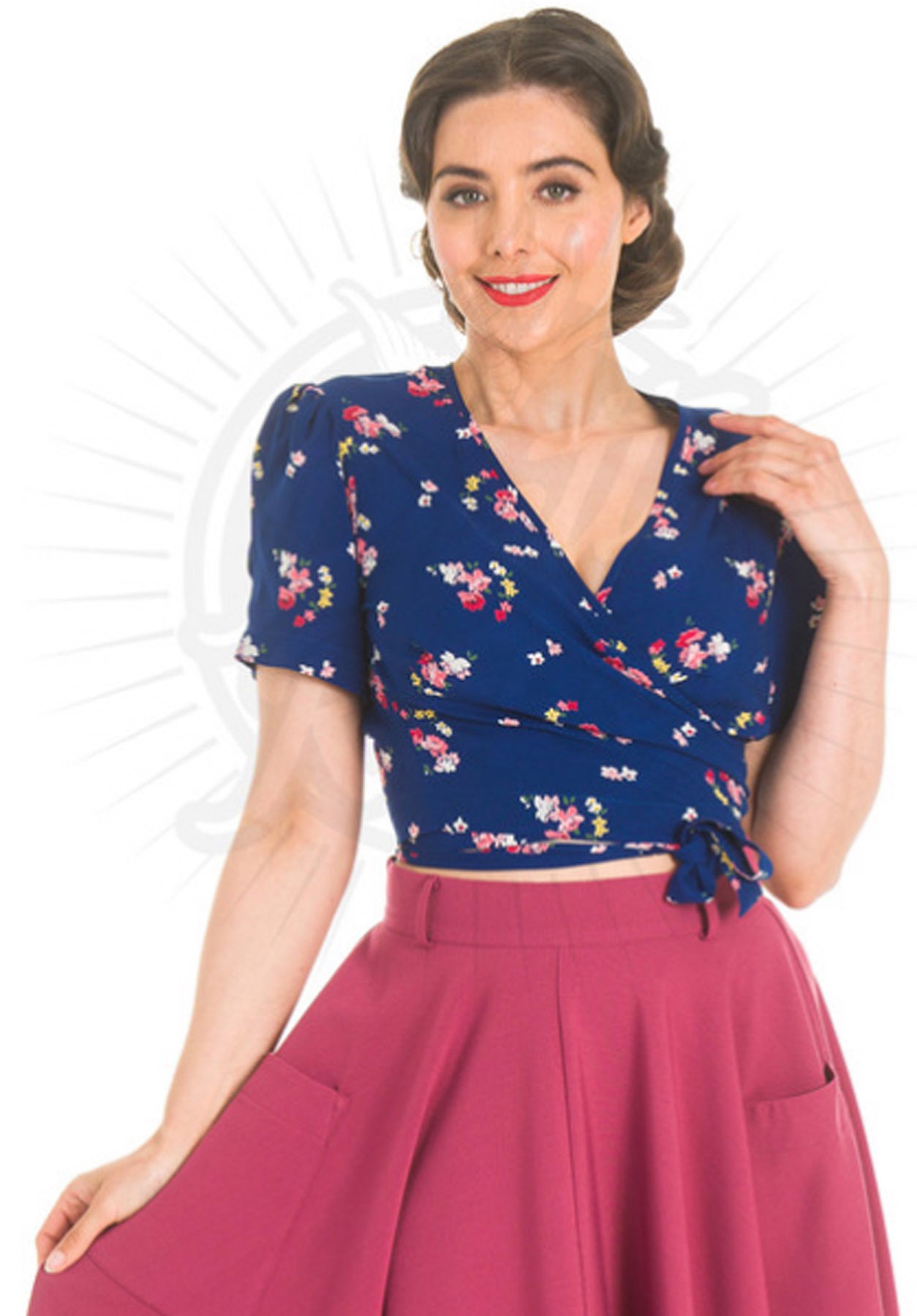 Pretty_Retro_VINTAGE_FLORAL_Blumen_Kurzarm_V-NECK_40s_WRAP_TOP_Wickelbluse_killer_kirsche_3MlE1zvzGLMGTn