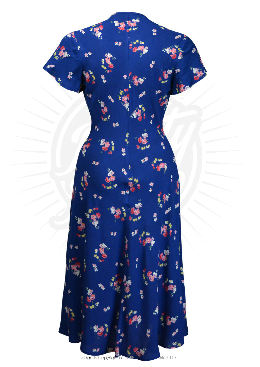 Pretty_Retro_VINTAGE_FLORAL_Blumen_TEA_DRESS_40s_Kurzarm_A-LINIE_KLEID_kiler_kirsche_2