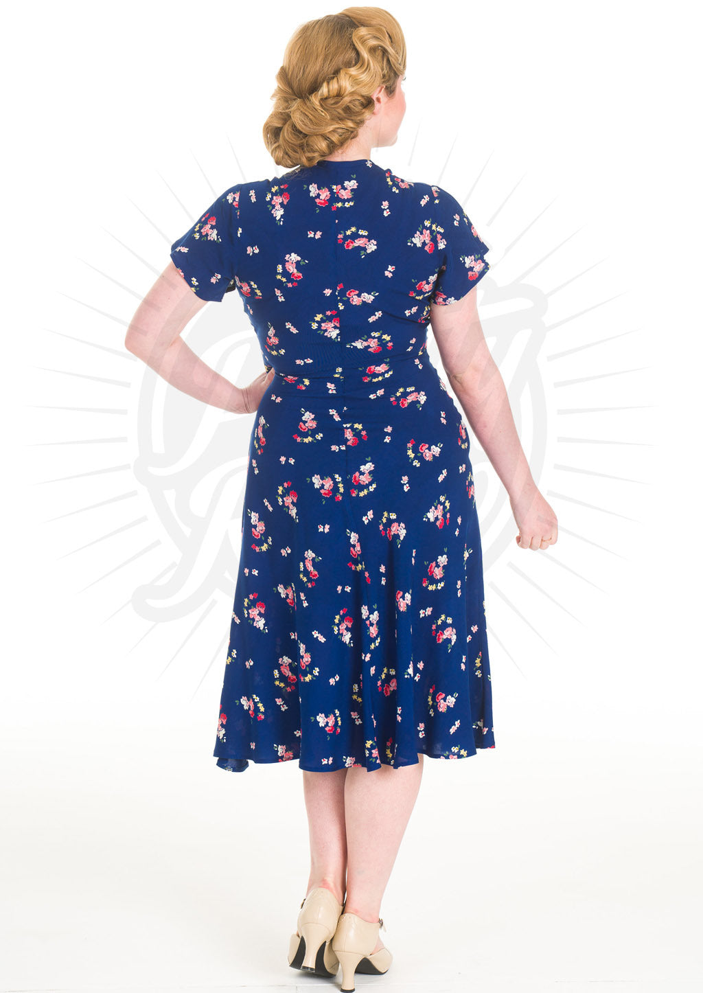 Pretty_Retro_VINTAGE_FLORAL_Blumen_TEA_DRESS_40s_Kurzarm_A-LINIE_KLEID_kiler_kirsche_3