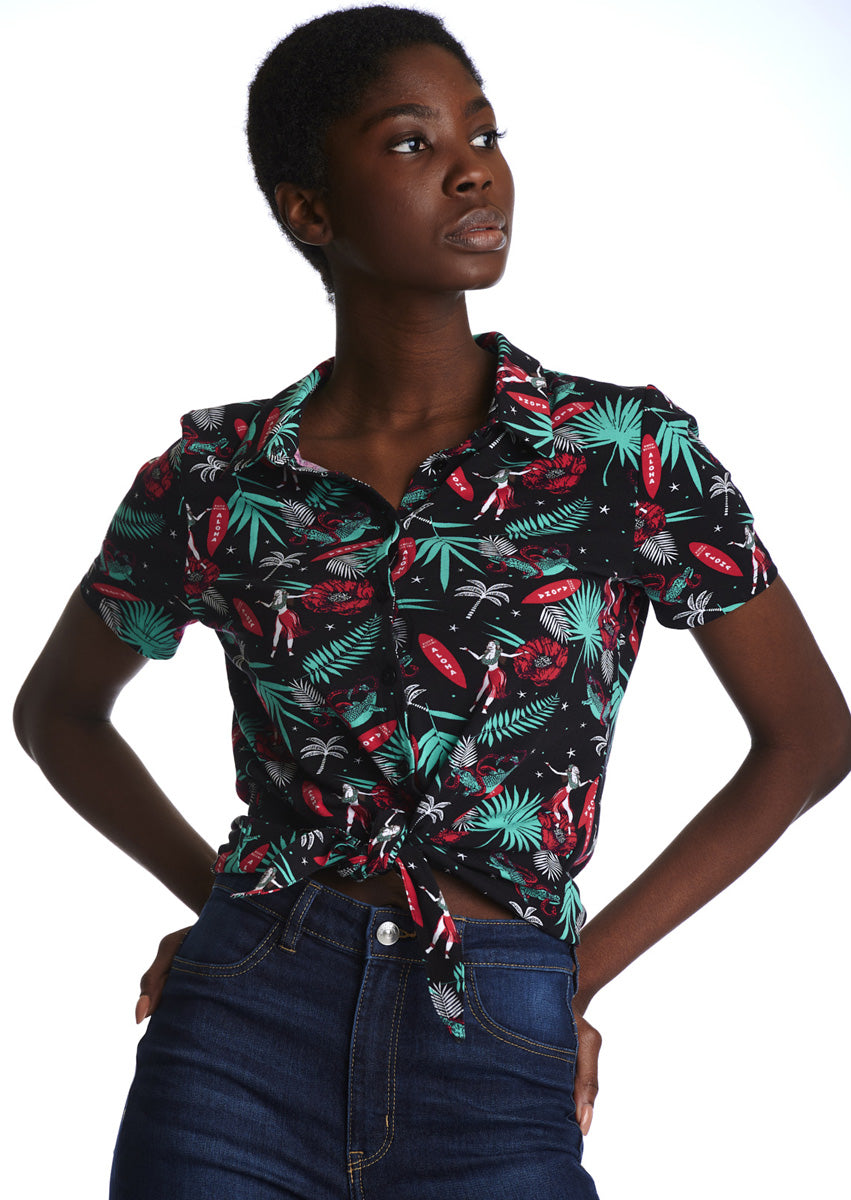 Pussy_Deluxe_Aloha_Blouse_Damen_Kurzarmbluse_Tropical_HIBISKUS_Retro_Shirt_Hemd_killer_kirsche_3