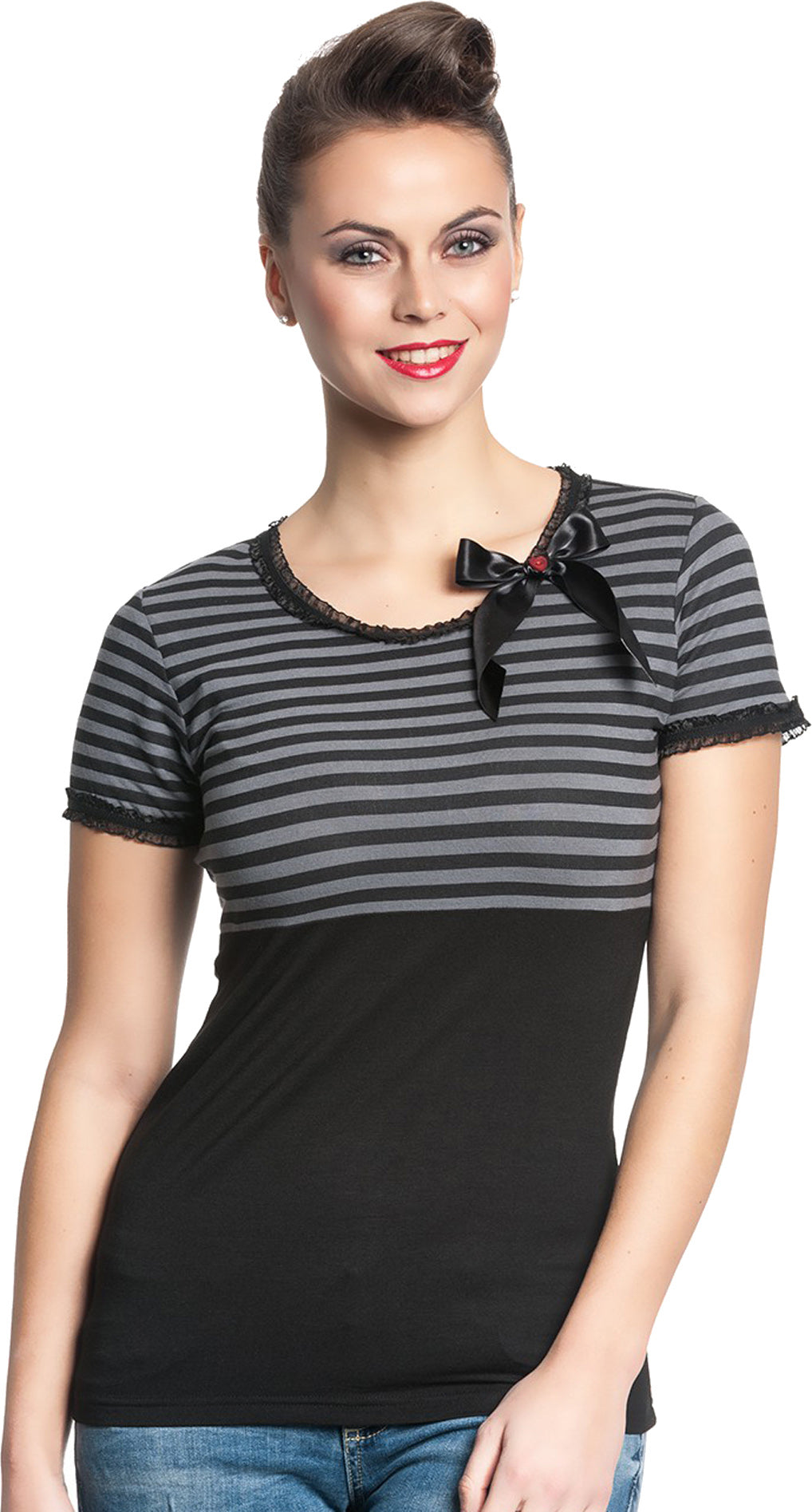 Pussy_Deluxe_BEST_STRIPES_Streifen_Black_BOW_Ruffle_Retro_SHIRTuALGsBitEwgyT