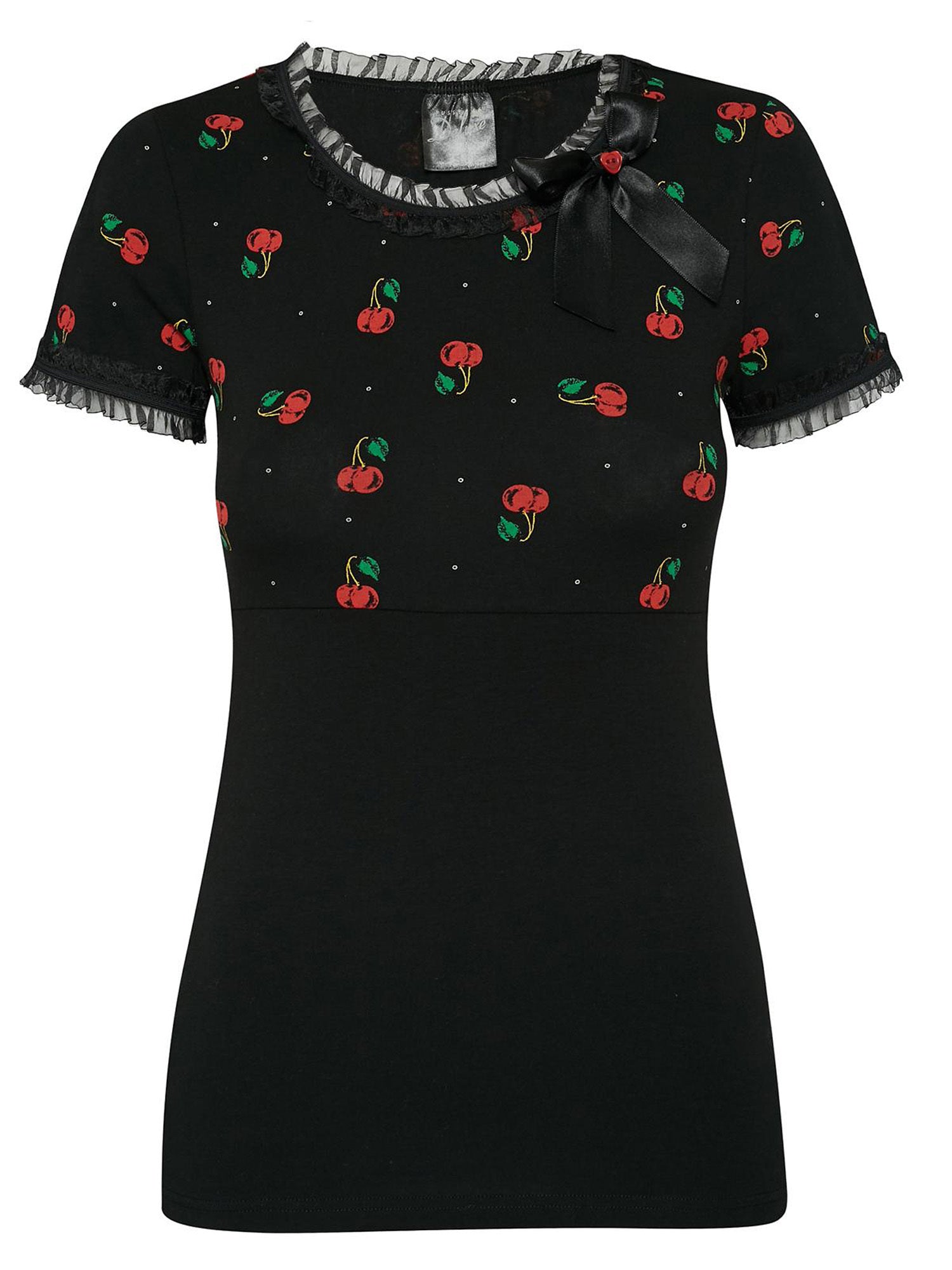 Pussy_Deluxe_BOW_ON_CHERRIES_Kirschen_BLACK_BOW_Ruffle_Vintage_Retro_SHIRT__Schwarz-1