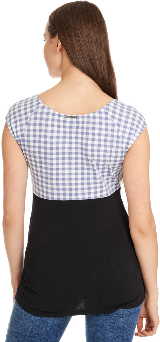 Pussy_Deluxe_EVIE_Plaid_GINGHAM_50s_Blusen_SHIRT_Oberteil_t-shirt_karo_kurzarm_blau_killer_kirsche_3