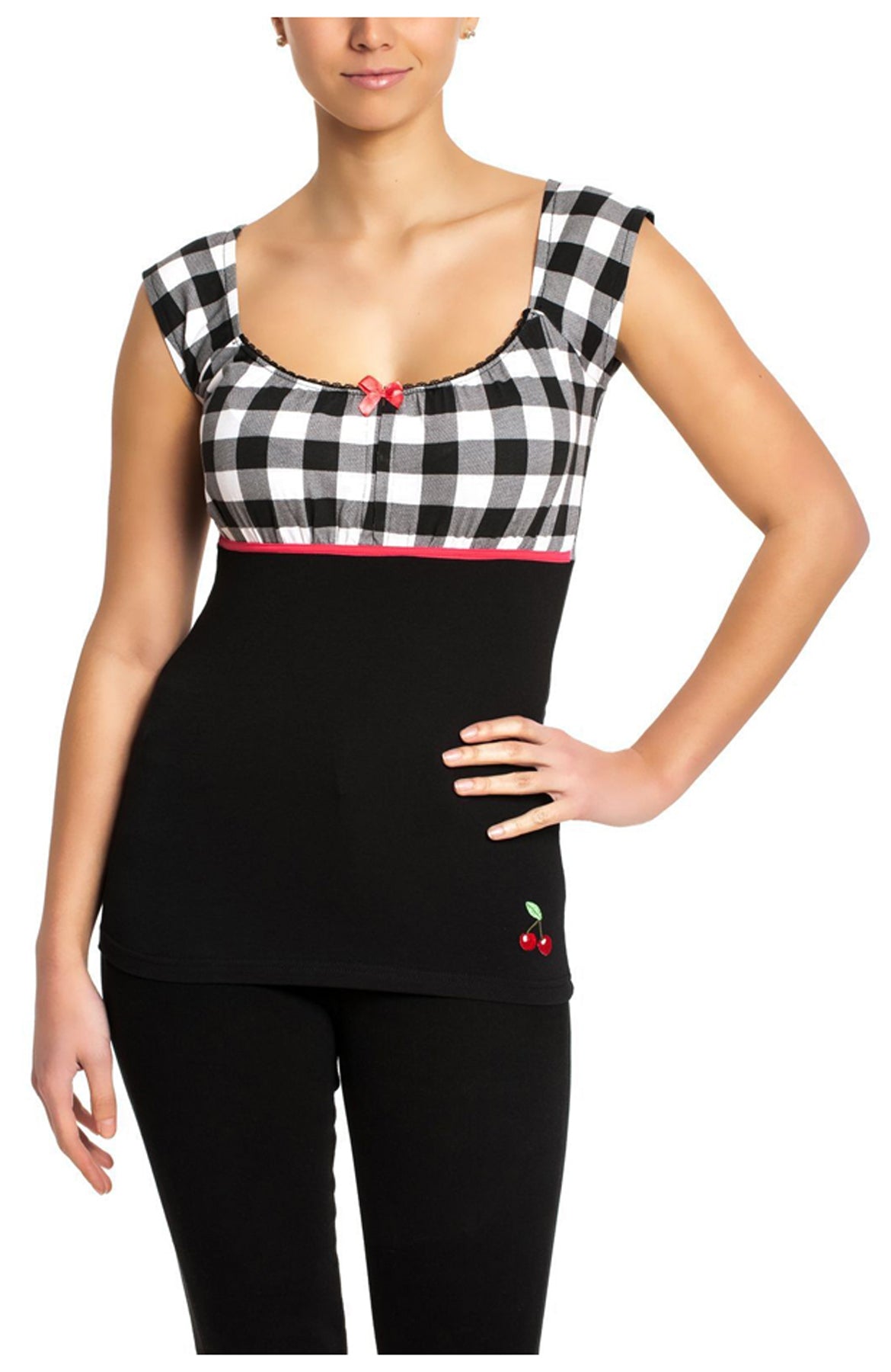 Pussy_Deluxe_EVIE_Vintage_KARO_Plaid_GINGHAM_Cherry_50s_SHIRT_Oberteil_killer_kirsche