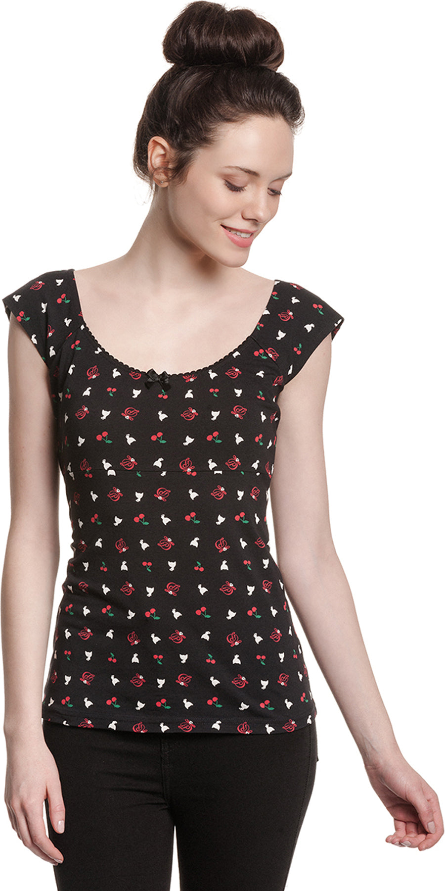 Pussy_Deluxe_WHITE_KITTEN_Katze_CHERRY_Kirschen_Retro_SHIRT_Oberteil_killer_kirsche