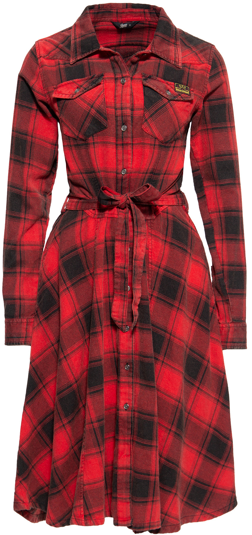 Queen_Kerosin_ACID_WASHED_CHECK__50s_Lumberjack_Workwear_Langarm_A-Linien_DRESS_Hemdkleid_killer_kirsche_1