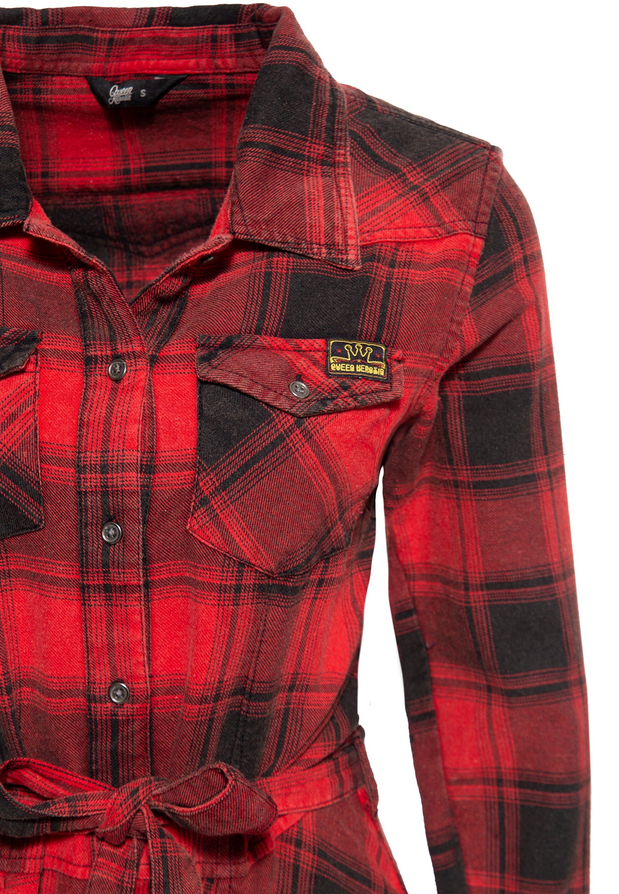 Queen_Kerosin_ACID_WASHED_CHECK__50s_Lumberjack_Workwear_Langarm_A-Linien_DRESS_Hemdkleid_killer_kirsche_3