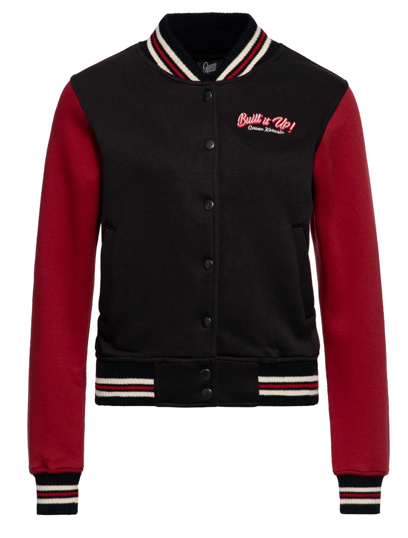 Queen_Kerosin_BUILT_IT_UP_Hot_Rod_50er_Katze_Vintage_COLLEGE_JACKE__Sweatjacke__SchwarzRot-4
