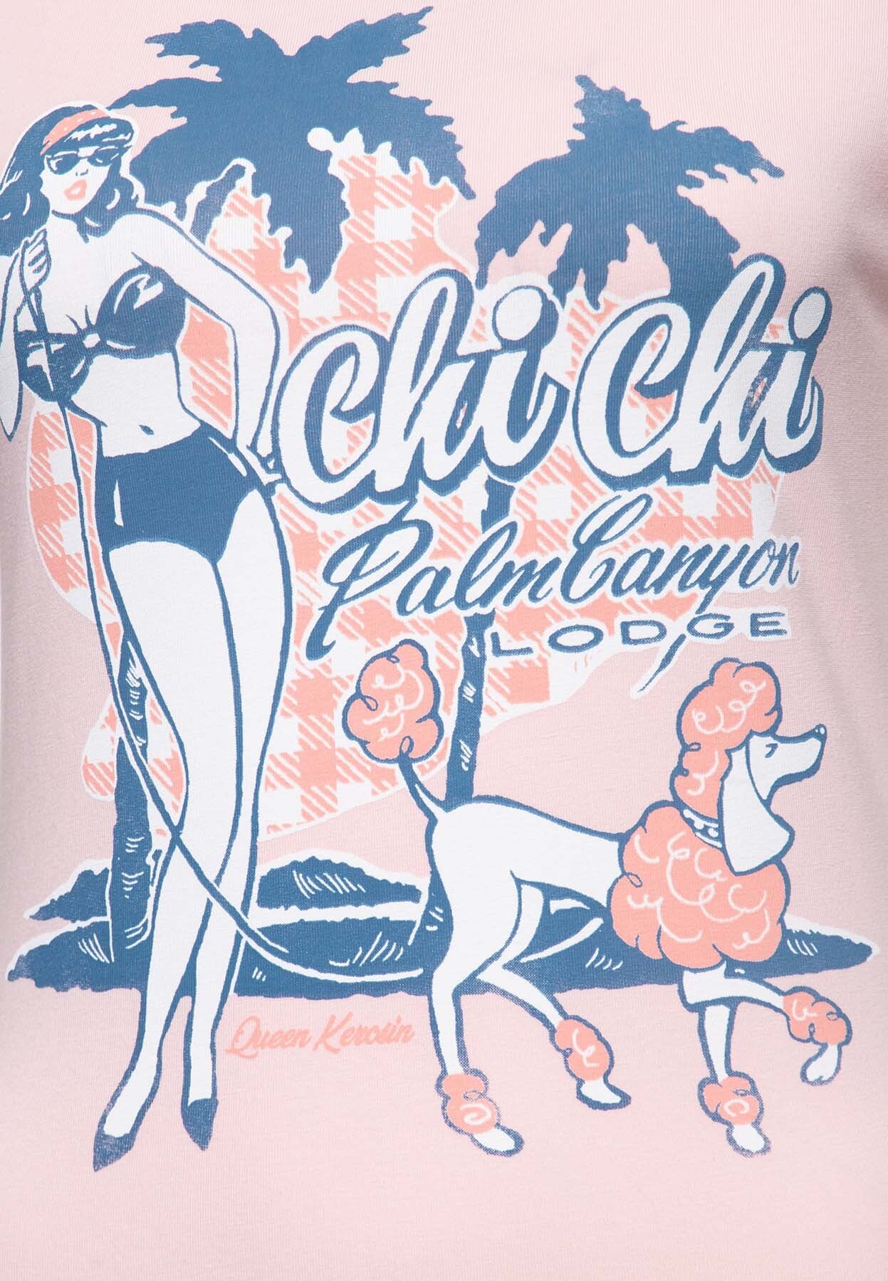 Queen_Kerosin_CHI_CHI_BEACH_POODLE_Pin_Up_MOTIV_Rundhals_Kurzarm_T-SHIRT_Oberteil_-_Rosa_killer_kirschejzul3vONPOk9A