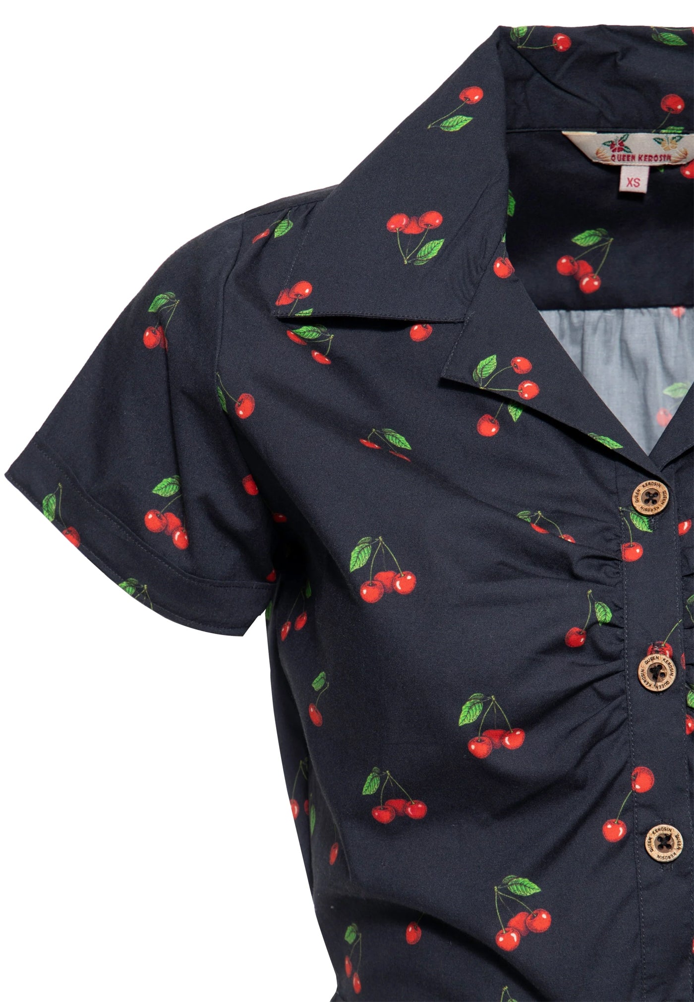 Queen_Kerosin_CUTE_CHERRY_Retro_50s_Kurzarm_Kirschen_TIE_BLOUSE_Knotenbluse_SHIRT_-_Schwarz-3