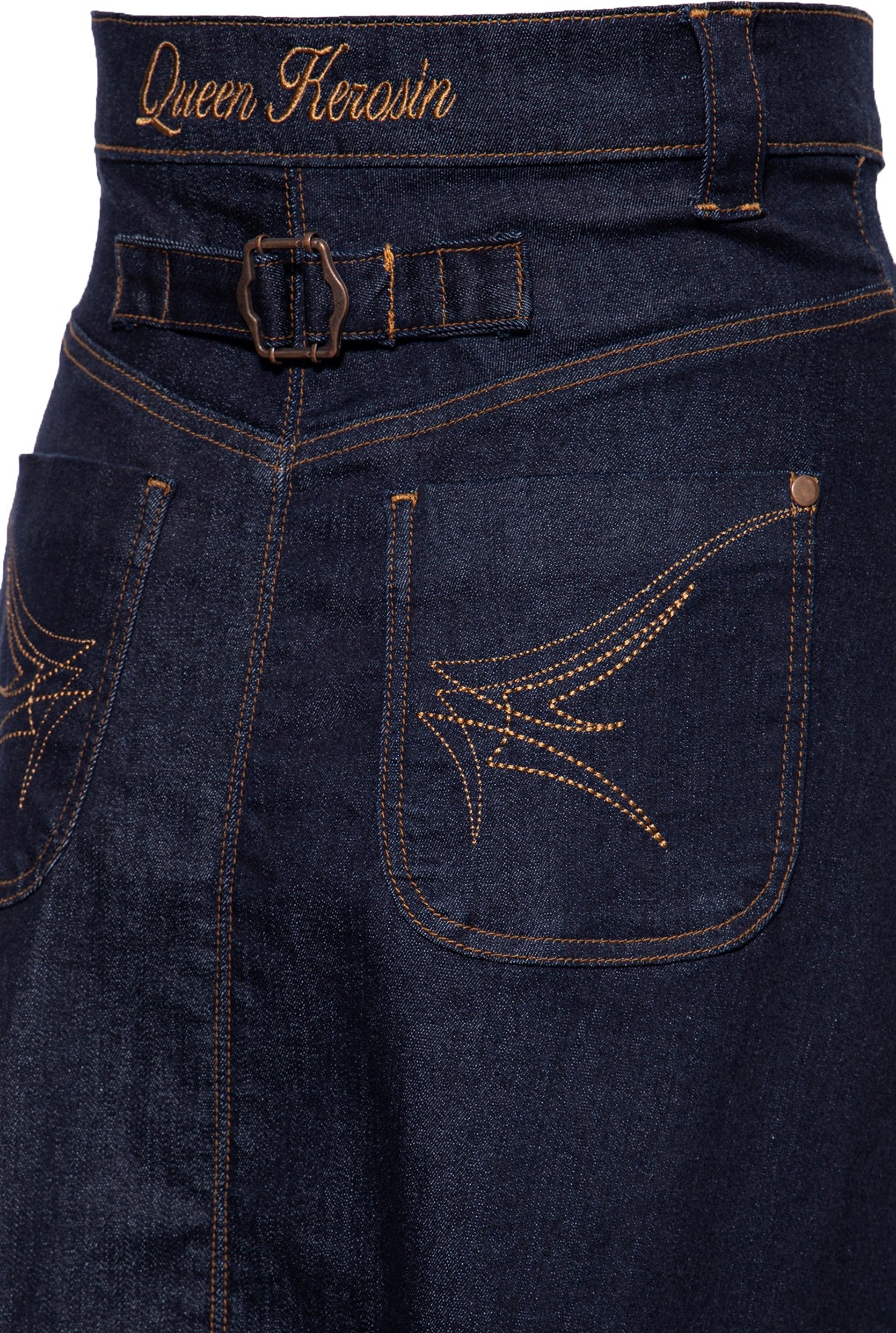 Queen_Kerosin_DARK_DENIM_Stretch_HIGH_WAIST_Jeans_SWING_SKIRT_A-Linie_Rock_Killer_Kirsche-4