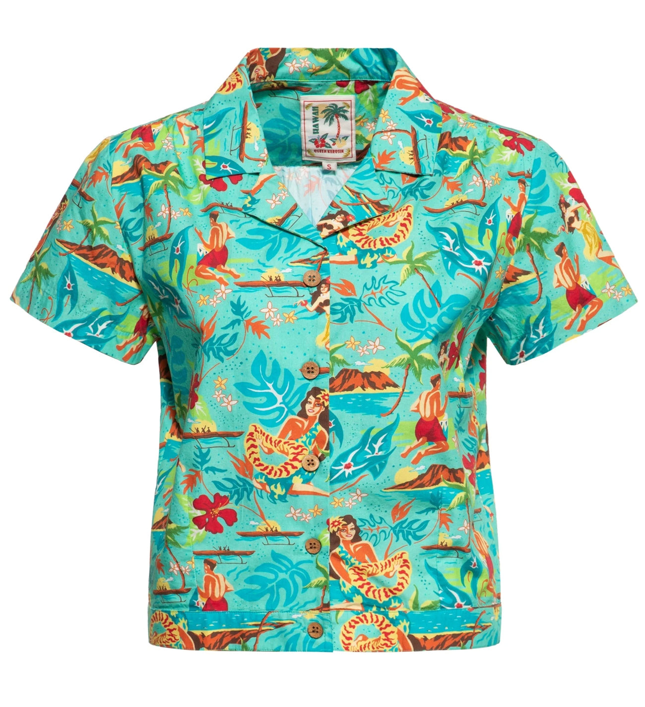 Queen_Kerosin_HAWAII_ALLOVER_Retro_50s_Kurzarm_Tiki_BLOUSE_Hemdbluse_SHIRT_-_Tuerkisgruen-1hiBcSHer1l2Zk