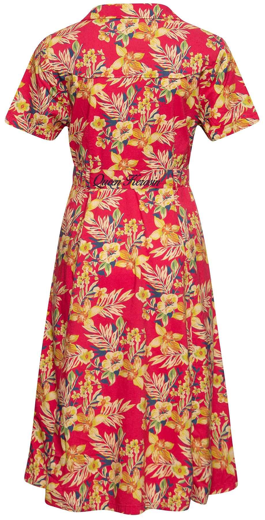 Queen_Kerosin_HAWAII_RED_Tropical_Pin_Up_Kurzarm_SWING_DRESS_Hemdkleid_killer_kirsche_3