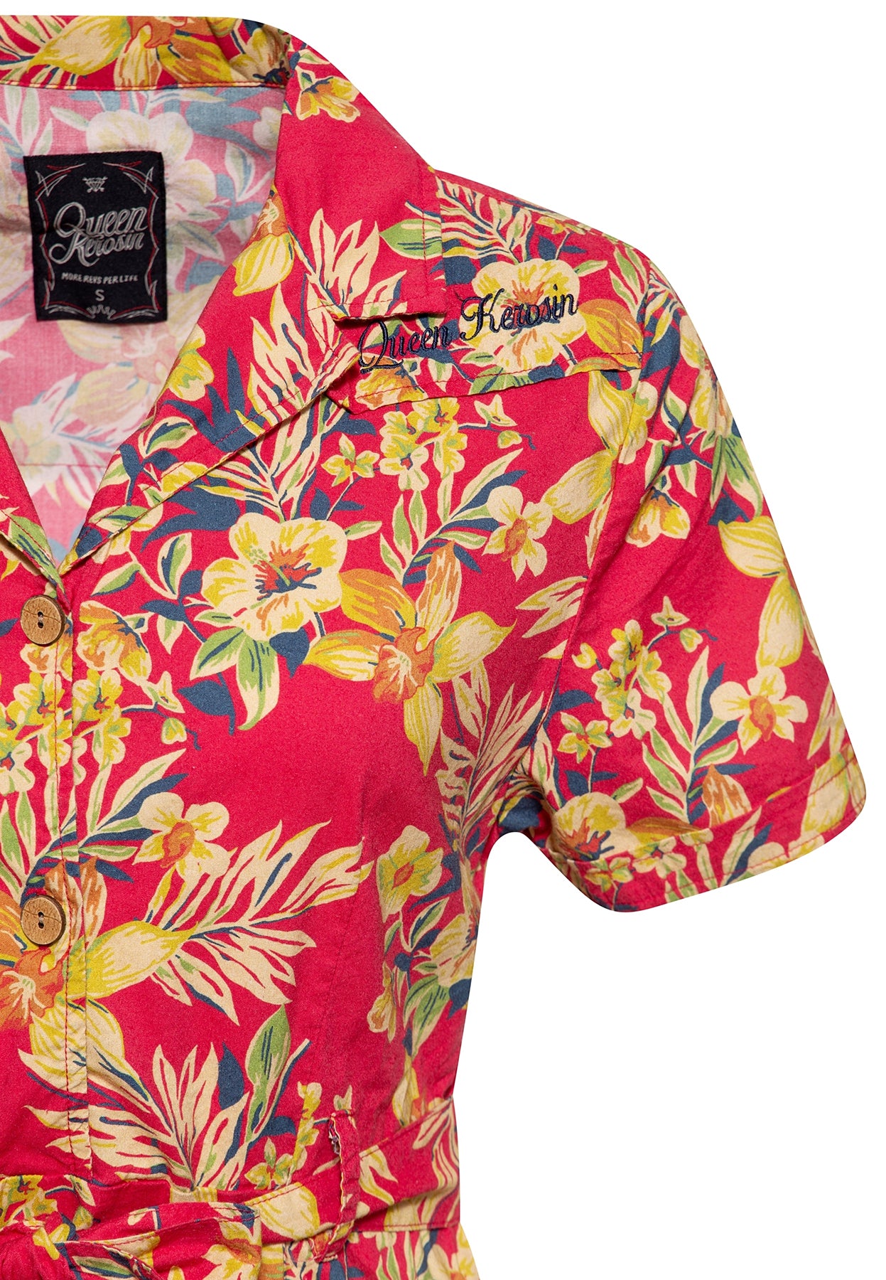 Queen_Kerosin_HAWAII_RED_Tropical_Pin_Up_Kurzarm_SWING_DRESS_Hemdkleid_killer_kirsche_4