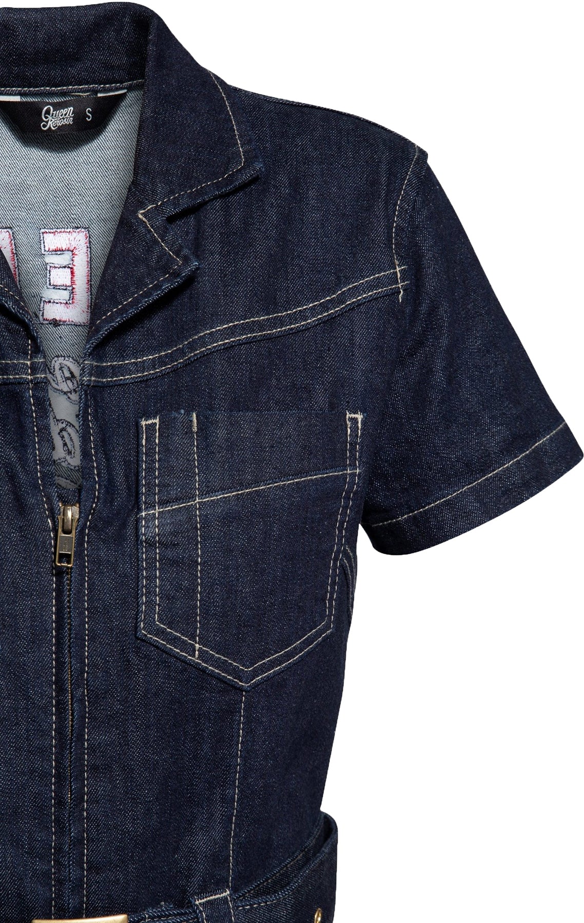 Queen_Kerosin_MOTORWAY_RIDERS_Stick_Kurzarm_50s_DENIM_Jeans_OVERALL_Jumpsuit_Killer_Kirsche-4