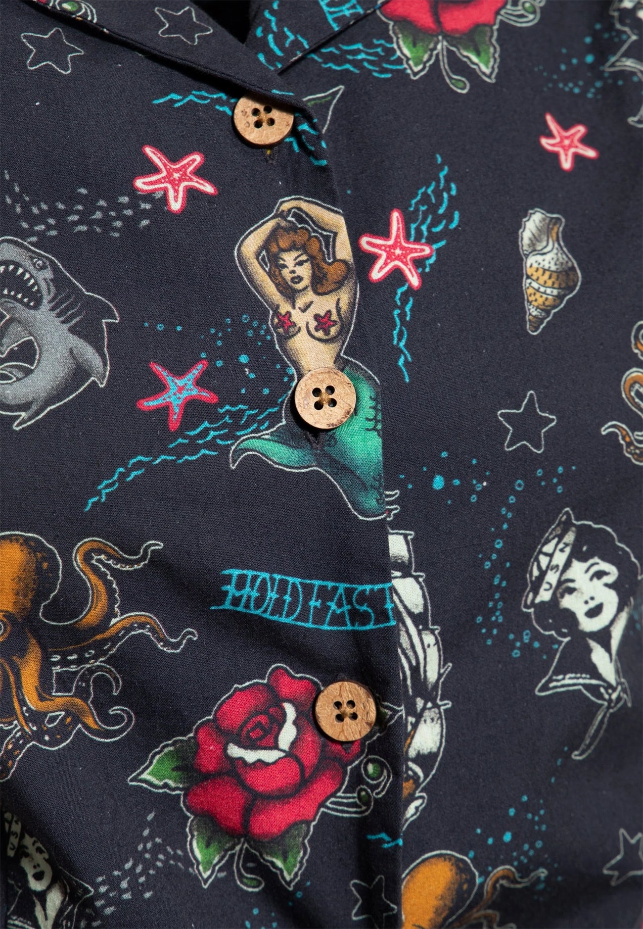 Queen_Kerosin_TATTOO_FLASH_Vintage_Oldschool_Sailor_50s_Kurzarm_TIE_BLOUSE_Knotenbluse_-_Schwarz-3