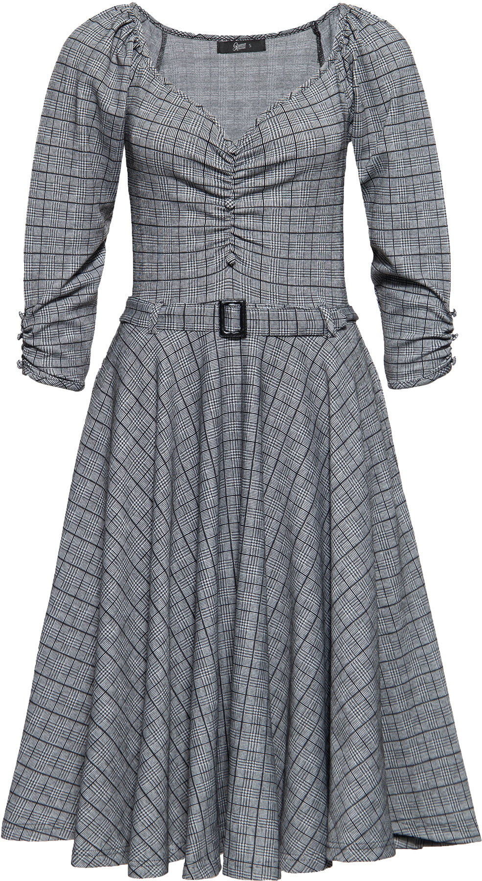 Queen_Kerosin_TT-CHECK_Vintage_KARO_Dreiviertelarm_Sweetheart_50s_SWING_DRESS_Kleid_Killer_Kirsche-1