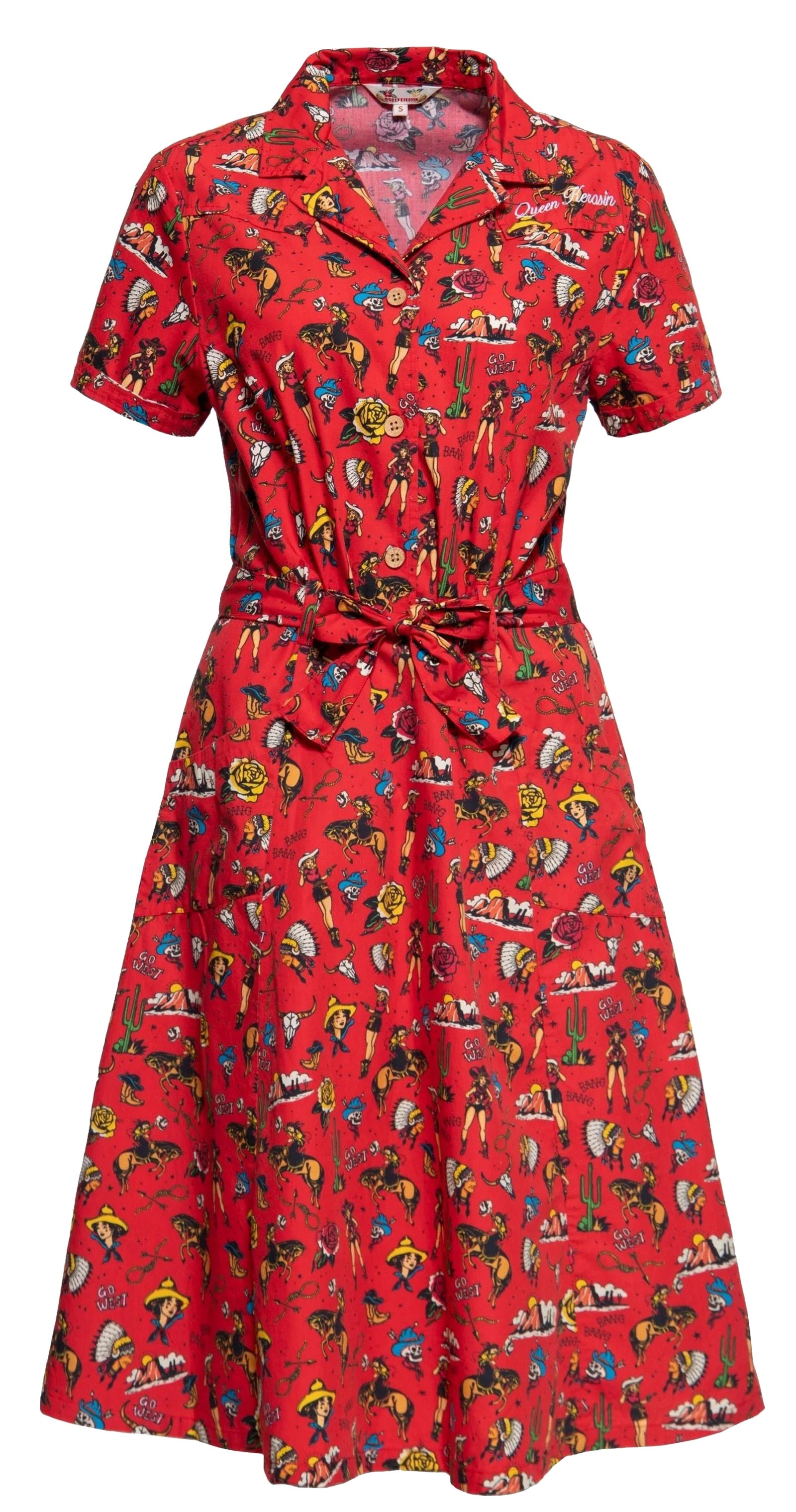 Queen_Kerosin_WESTERN_OLDSCHOOL_Tattoo_Flash_Cowgirl_Retro_SWING_DRESS_Kleid__Rot-2