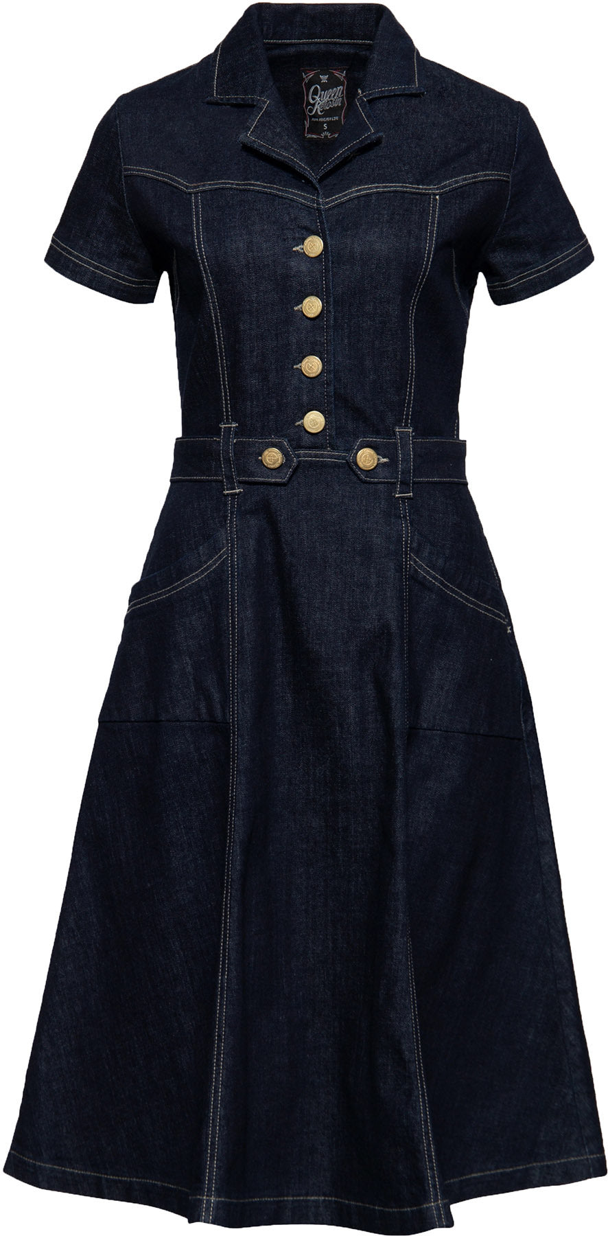 Queen_Kerosin_WESTERN_STYLE_Kurzarm_DENIM_Jeans_SWING_DRESS_Hemdkleid_Killer_Kirsche-1