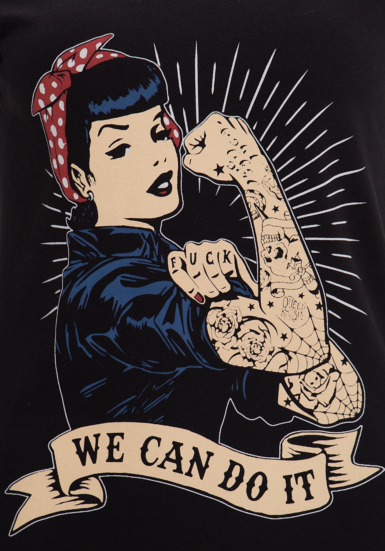 Queen_Kerosin_WE_CAN_DO_IT_Retro_Pin_Up_MOTIV_V-Neck_Kurzarm_T-SHIRT_Oberteil_Killer_Kirsche-3