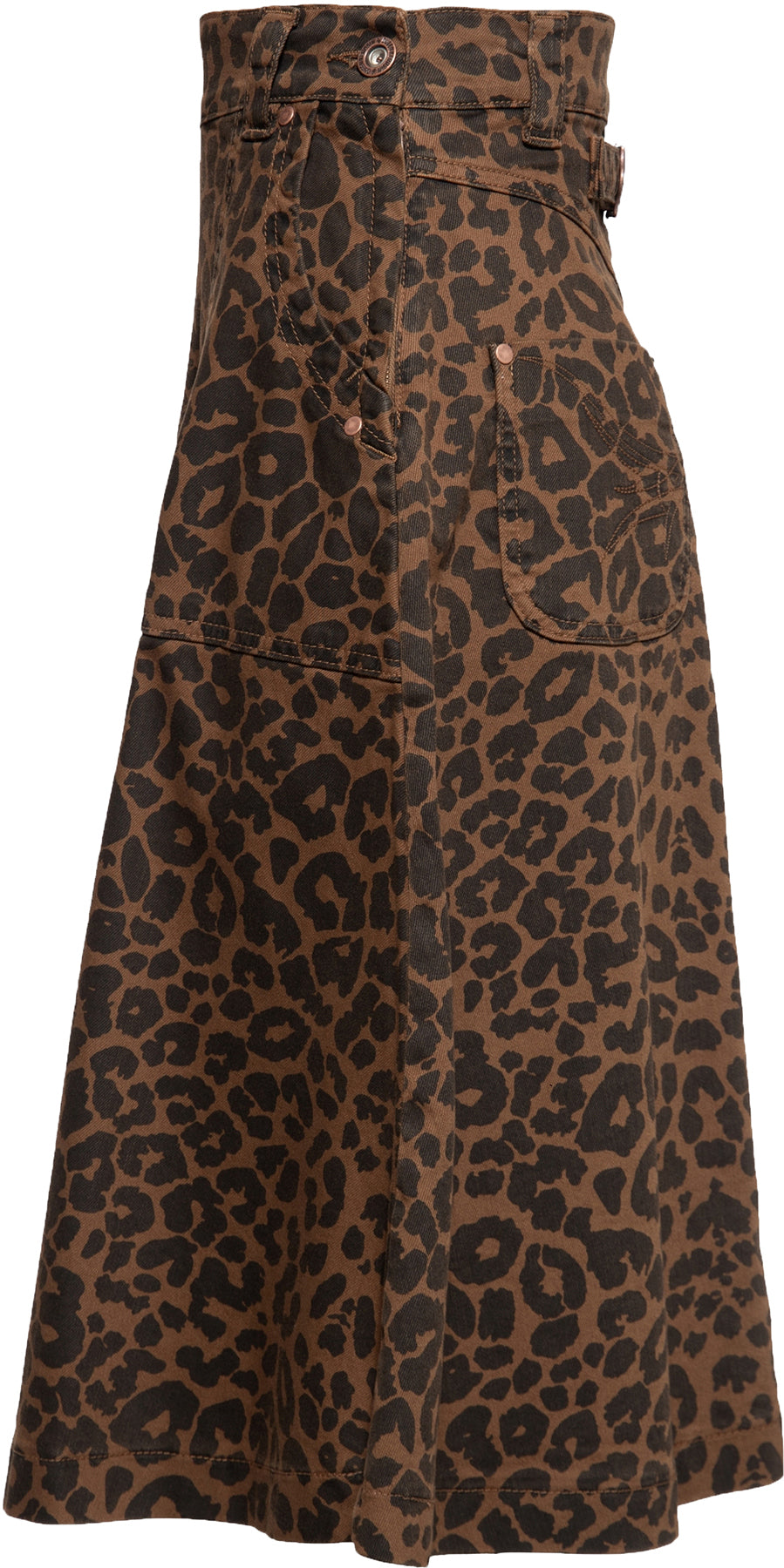 Queen_Kerosin_WORKWEAR_High_Waist_LEOPARD_Jeans_SWING_SKIRT_A-Linie_Rock_Killer_Kirsche-2