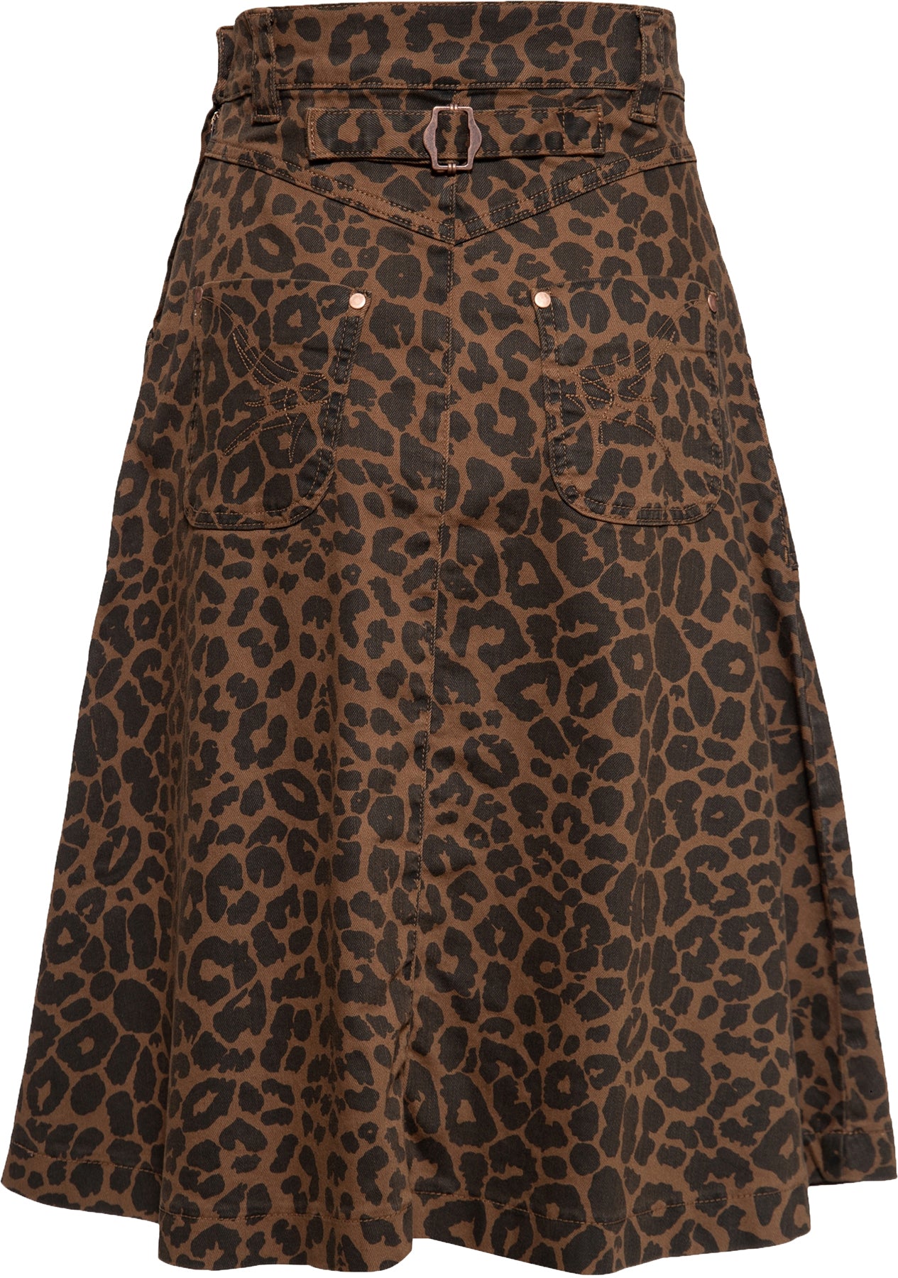 Queen_Kerosin_WORKWEAR_High_Waist_LEOPARD_Jeans_SWING_SKIRT_A-Linie_Rock_Killer_Kirsche-3