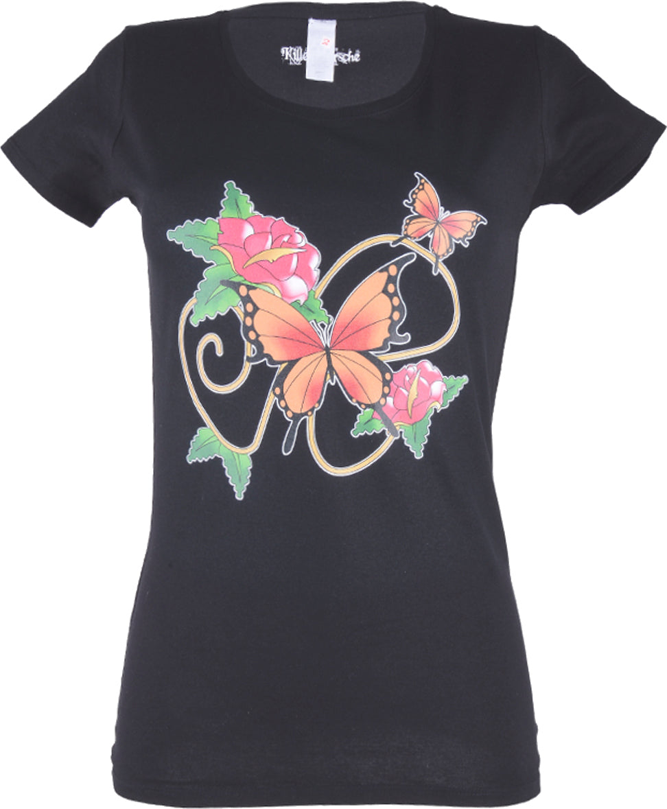 RM1934_-_Killer_Kirsche_Sweet_LADYBUG_Flowers_Girlie_T-SHIRT_-_schwarz
