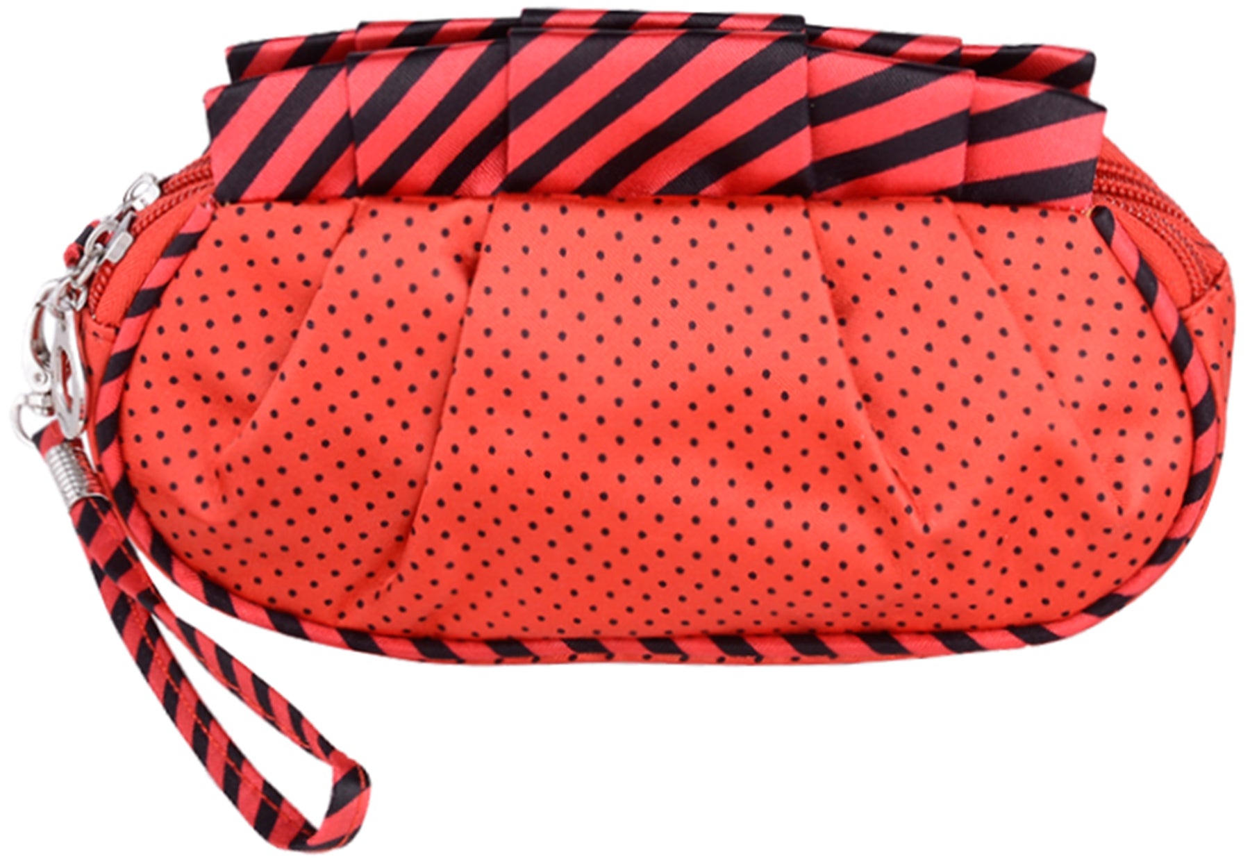 RUFFEL_Rueschen_POLKA_DOTS_STRIPED_Streifen_Kosmetik_Tasche_-_Kulturbeutel_Rot_killer_kirsche