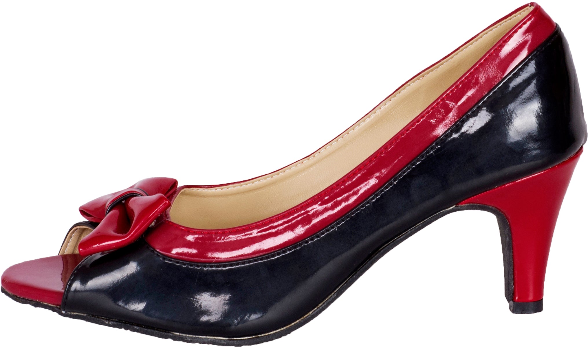 Retro_2-TONE_Vintage_BOW_Schleife_Pumps_Classic_PEEP_TOES_Schuhe_-21bg2pNjYAn21Z