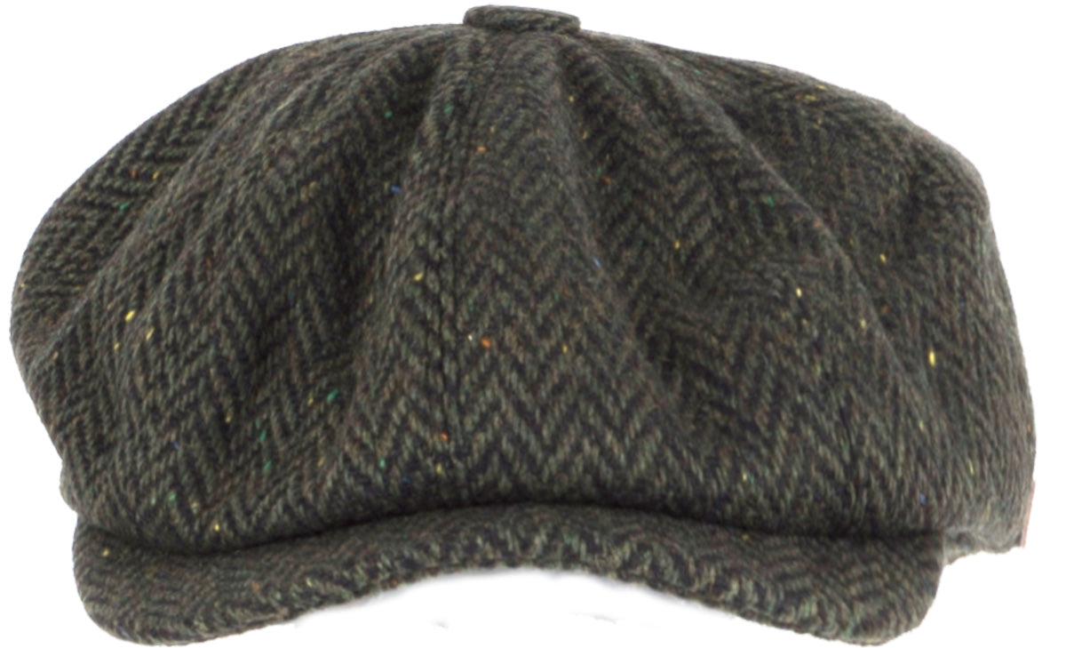 Retro_8-PANEL_HERRINGBONE_Fischgraetenmuster_BAKERBOY_HAT_Flat_Cap_Gruen_killer_kirsche_2