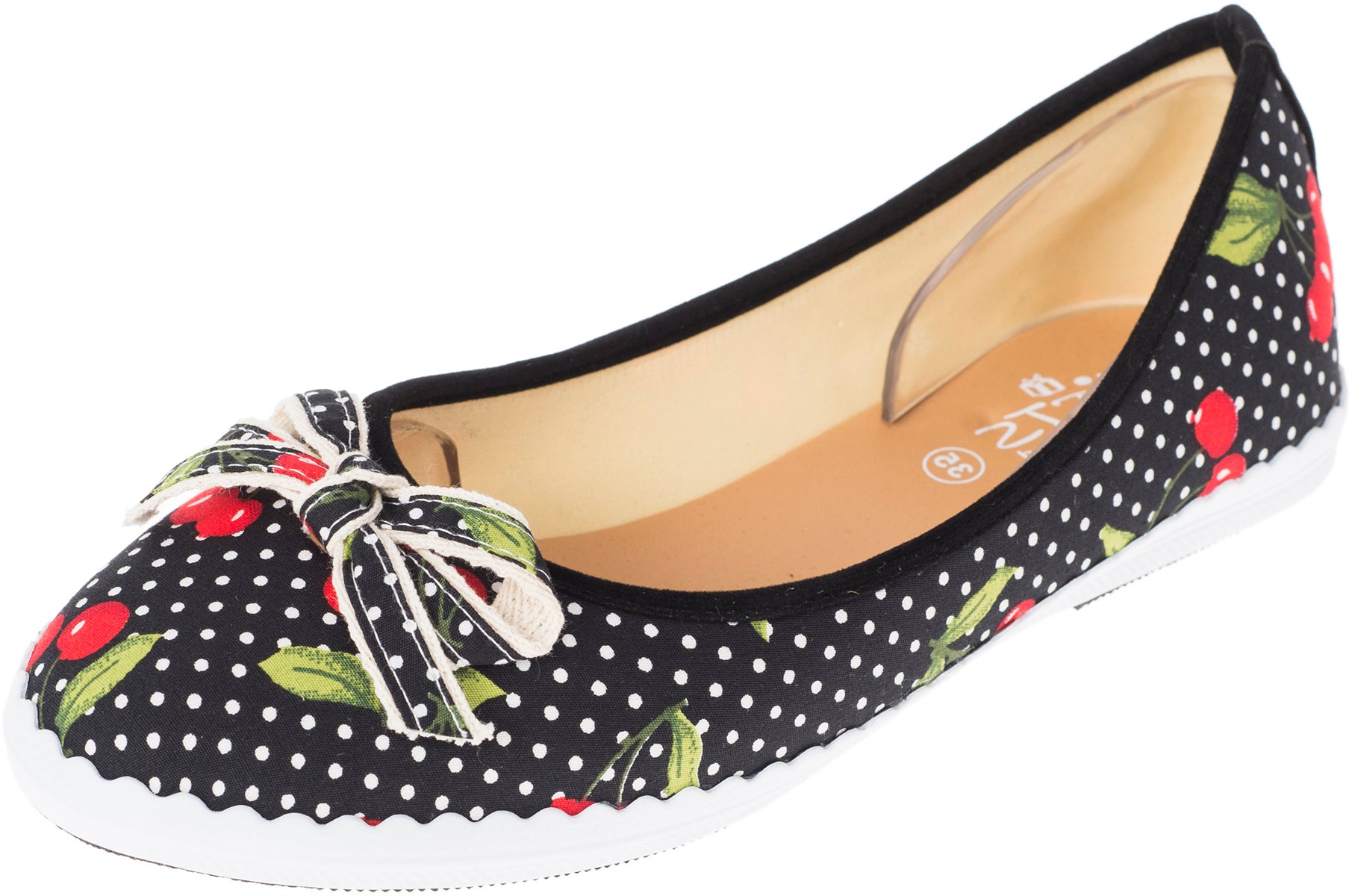 Retro_CHERRY_Kirschen_Cherries_Punkte_Canvas_Schuhe_BALLERINAS_Flats