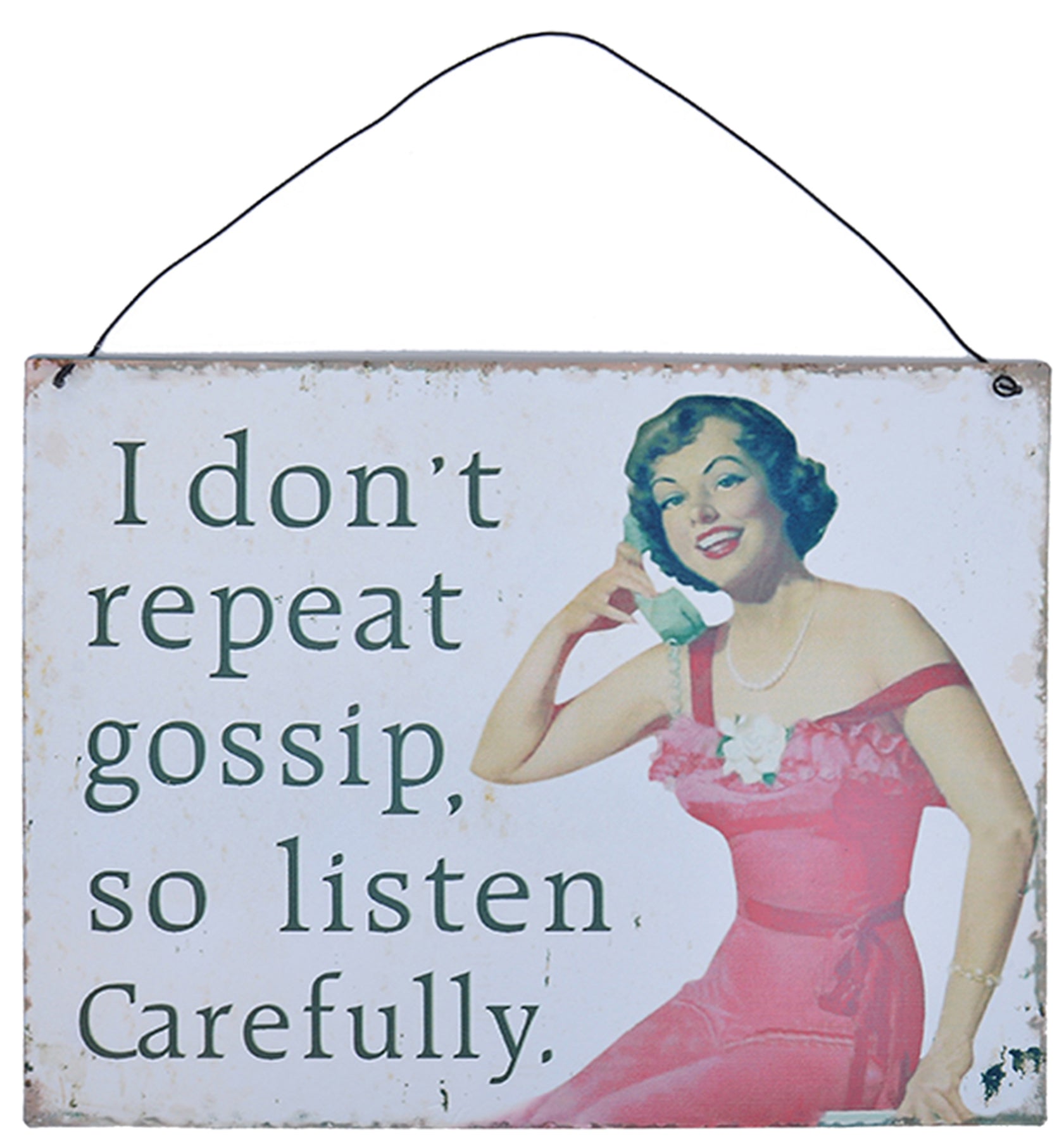 Retro_I_DONT_GOSSIPMetal_Plaque_50s_BLECHSCHILD_killer_kirsche