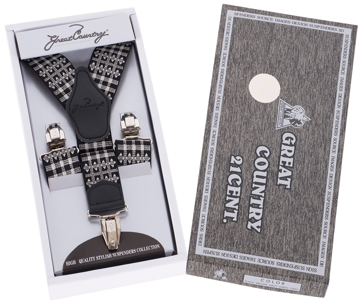 Retro_JACQUARD_Rauten_KARO_Verstellbare_Klemmen_HOSENTRaeGER_Suspenders-2