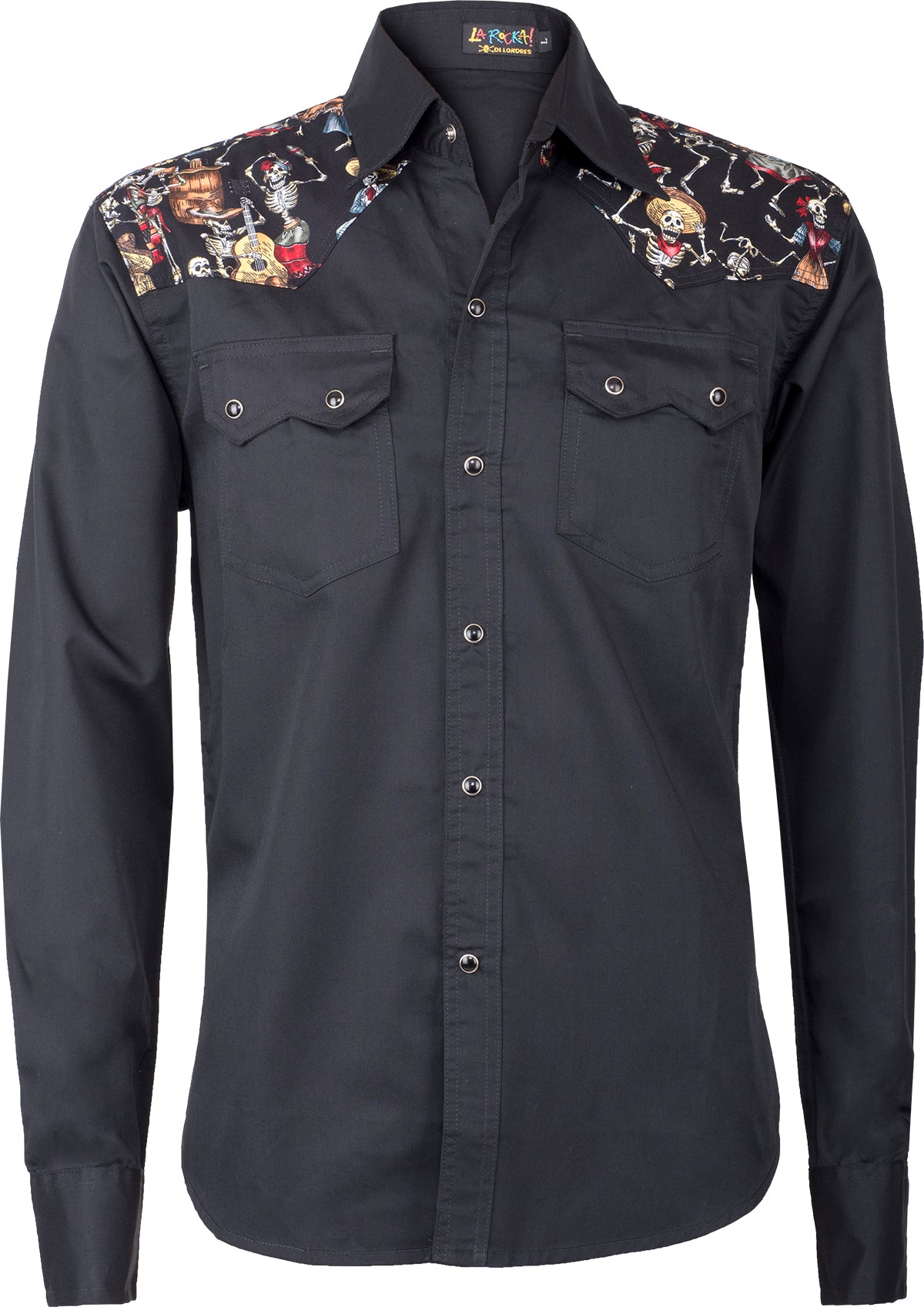 Retro_MEXICAN_Folklore_SKELETTE_Langarm_Herren_HEMD_Slim_Fit-1