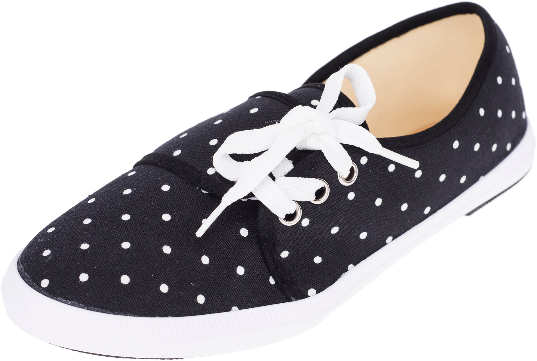 Retro_POLKA_DOT_Canvas_PUNKTE_Schuhe_BALLERINAS_Sneakers_-_SchwarzOzdH60Ha1JZ8V