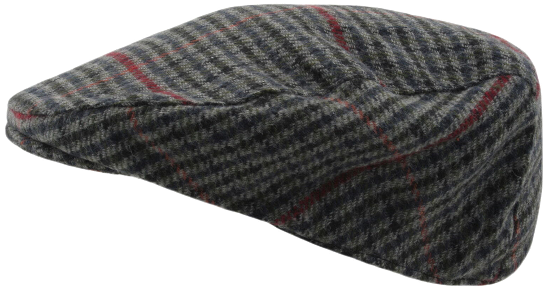 Retro_TWEED_Vintage_KARO_Hahnentritt_SCHIEBERMueTZE_Hat_Flat_Cap_-_grau-blau_killer_kirsche_1