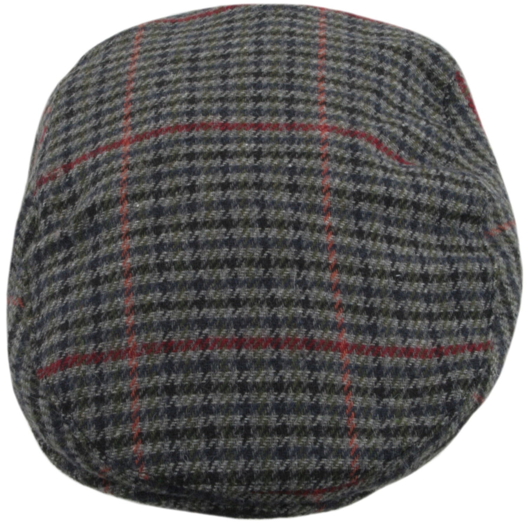 Retro_TWEED_Vintage_KARO_Hahnentritt_SCHIEBERMueTZE_Hat_Flat_Cap_-_grau-blau_killer_kirsche_2