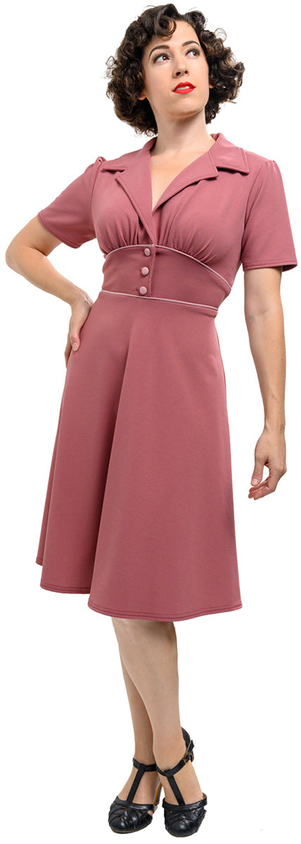 Rock_Steady_KATHERINE_Vintage_40s_V-NECK_Kurzarm_Swing_Dress_KLEID-1