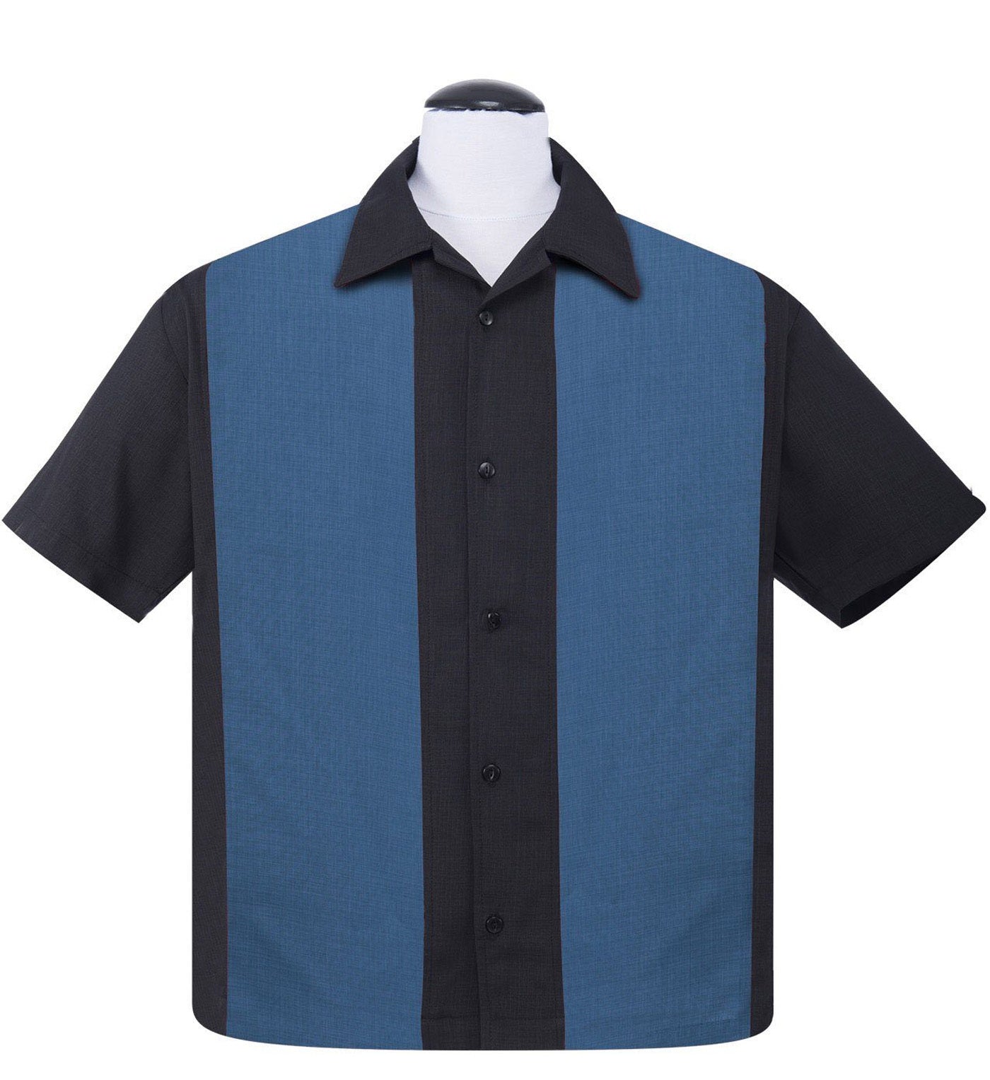 Rock_Steady_POPCHECK_DOUBLE_PANEL_Retro_Button_Up_Kurzarm_Vintage_BOWLINGHEMD_Shirt_-_Schwarz-1