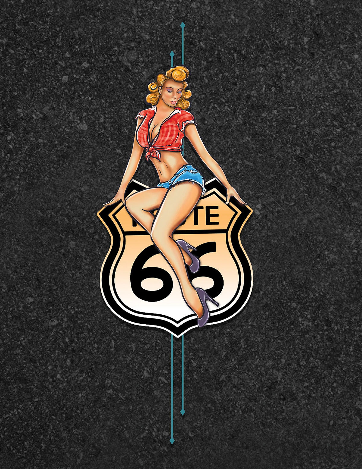 Rock_Steady_ROUTE_66__Pin_Up_PANEL_Kurzarm_Vintage_BOWLING_HEMD_Shirt__Charcoal-2acgSIfIg9McDd