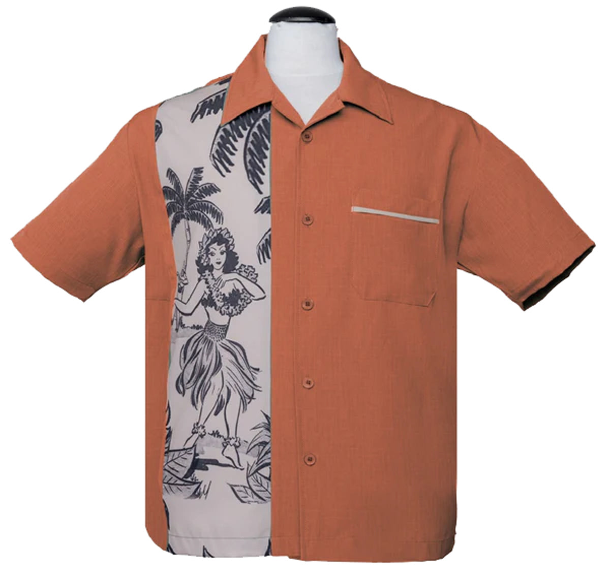 Rock_Steady_THE_LEILANI_Pin_Up_HULA_GIRL_Palmen_Bowling_Shirt_HEMD_-_Orange
