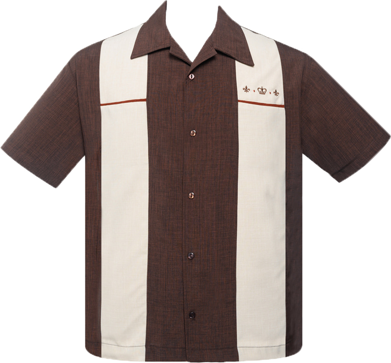 Rock_Steady_THE_REGAL_Retro_PANEL_Crown_BOWLING_HEMD_Shirt_Braun-1