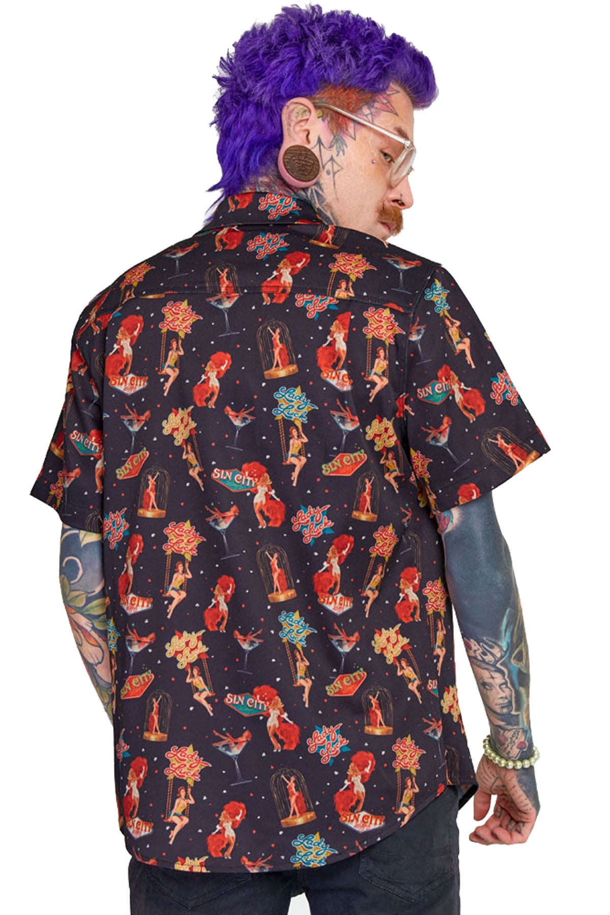 Rockingent_LAS_VEGAS_PRINT_Button_Up_50s_Kurzarm_Lady_Luck_Oldschool_HEMD_Shirt_-_Schwarz-4