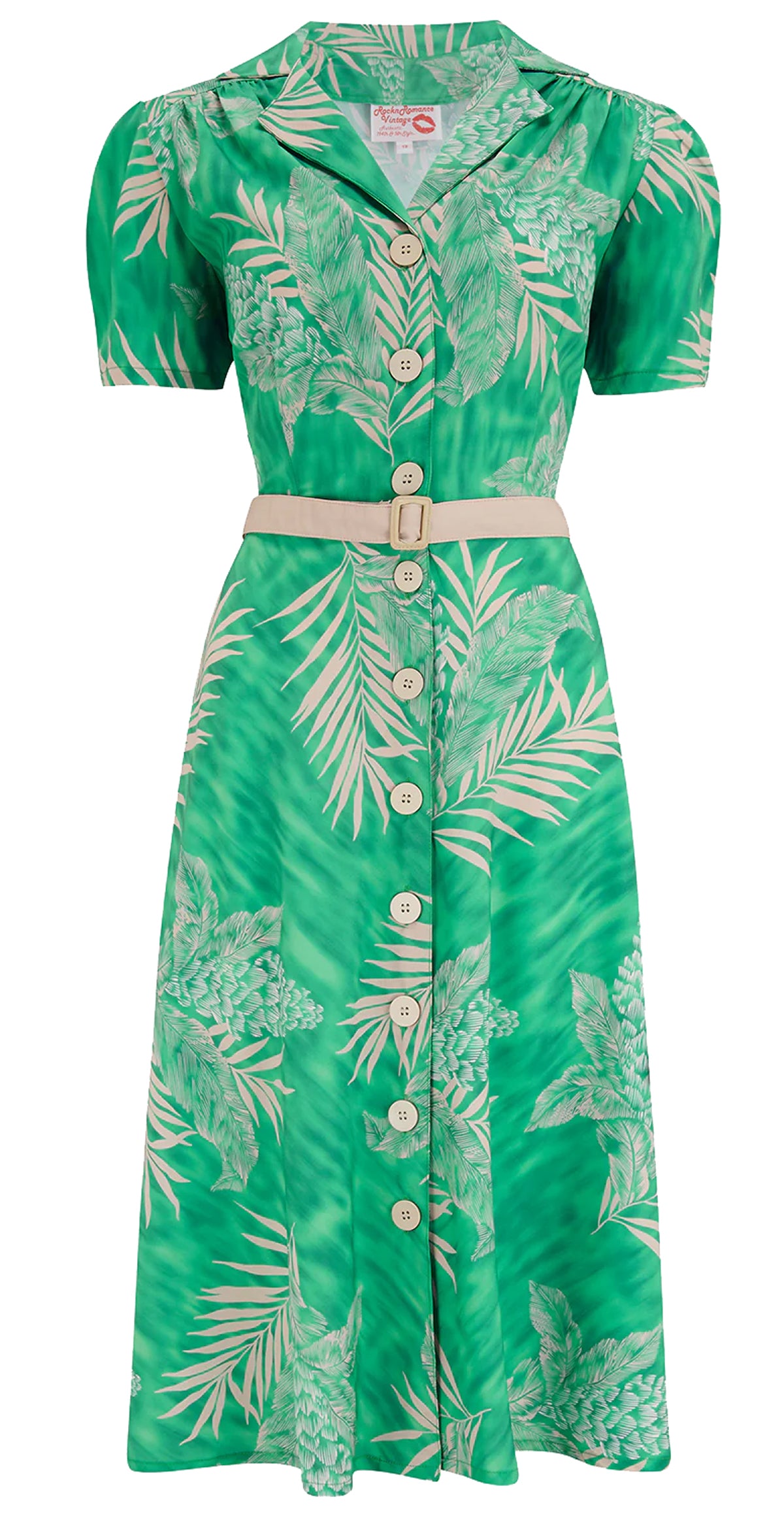 RocknRomance_CHARLENE_RUBY_PALM_50s_ALOHA_Kurzarm_A-LINIE_KLEID_Dress_Gruen-1