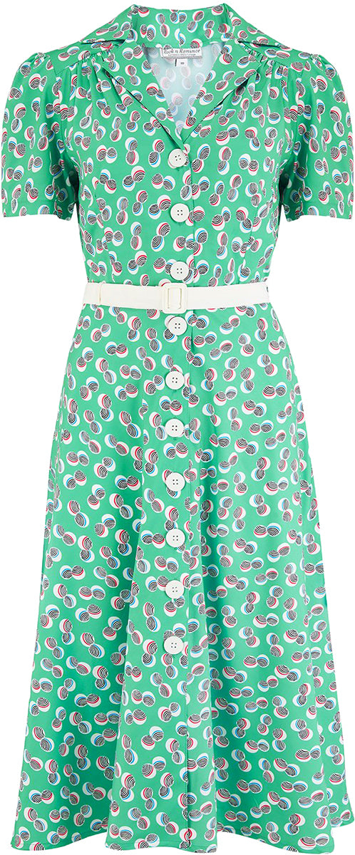 RocknRomance_CHARLENE_Vintage_ABSTRACT_POLKA_DOT_Kurzarm_Dress_KLEID-1