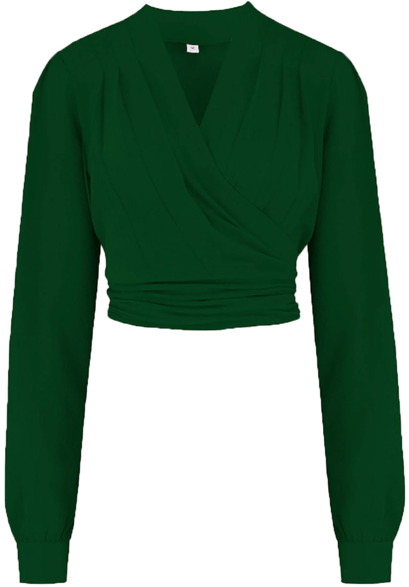 RocknRomance_DARLA_Vintage_PLAIN_Langarm_WRAP_Oberteil_BLUSE_Dunkelgruen-1